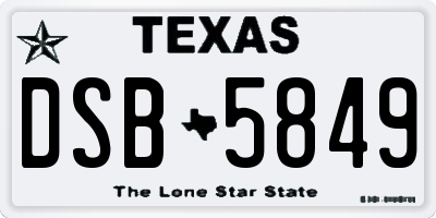 TX license plate DSB5849