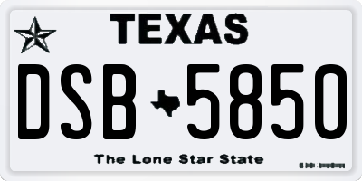 TX license plate DSB5850