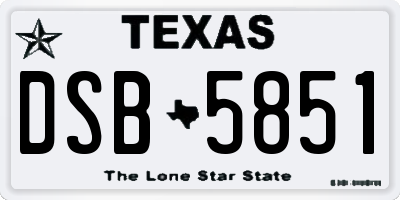 TX license plate DSB5851