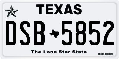 TX license plate DSB5852