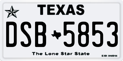 TX license plate DSB5853