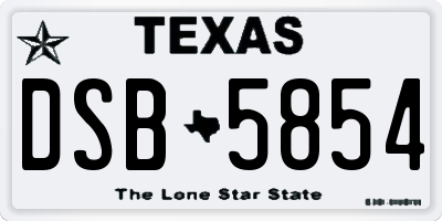 TX license plate DSB5854