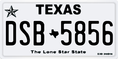 TX license plate DSB5856
