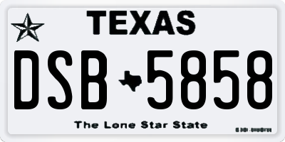 TX license plate DSB5858