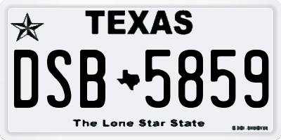 TX license plate DSB5859