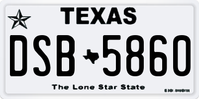 TX license plate DSB5860