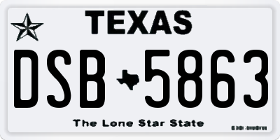 TX license plate DSB5863