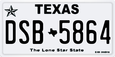 TX license plate DSB5864