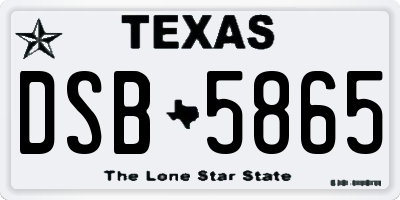 TX license plate DSB5865