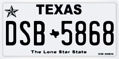 TX license plate DSB5868