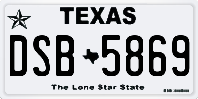 TX license plate DSB5869