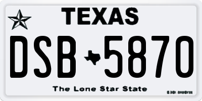 TX license plate DSB5870