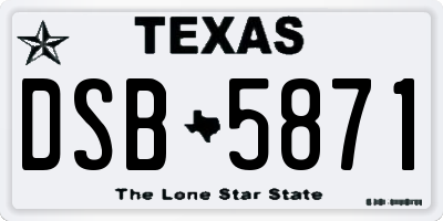 TX license plate DSB5871