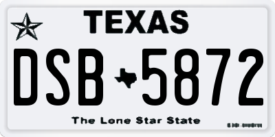 TX license plate DSB5872