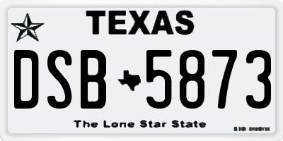 TX license plate DSB5873
