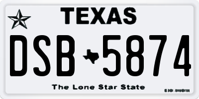 TX license plate DSB5874