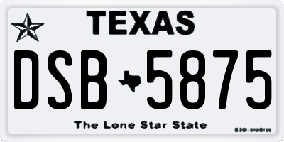TX license plate DSB5875