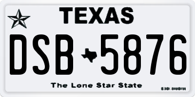 TX license plate DSB5876
