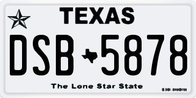 TX license plate DSB5878