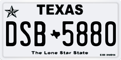 TX license plate DSB5880