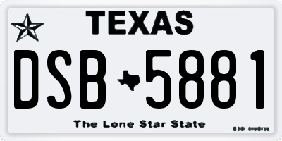 TX license plate DSB5881