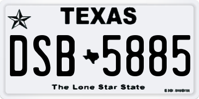 TX license plate DSB5885