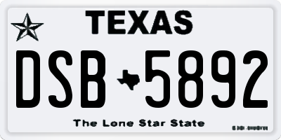 TX license plate DSB5892