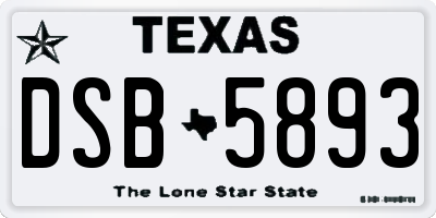 TX license plate DSB5893