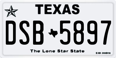 TX license plate DSB5897