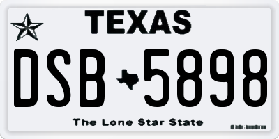 TX license plate DSB5898
