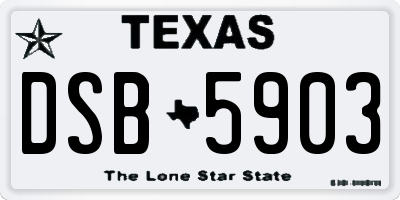 TX license plate DSB5903