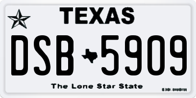 TX license plate DSB5909