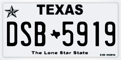 TX license plate DSB5919