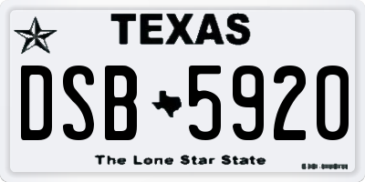 TX license plate DSB5920