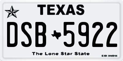 TX license plate DSB5922