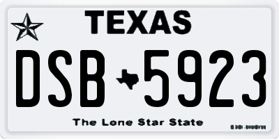 TX license plate DSB5923