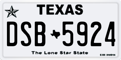 TX license plate DSB5924