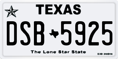 TX license plate DSB5925