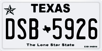 TX license plate DSB5926