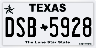 TX license plate DSB5928