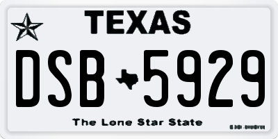 TX license plate DSB5929