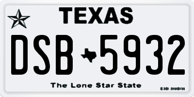 TX license plate DSB5932