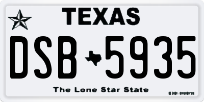 TX license plate DSB5935