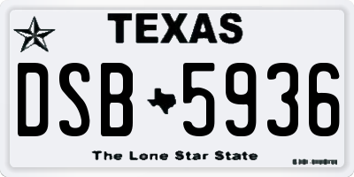 TX license plate DSB5936