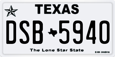 TX license plate DSB5940