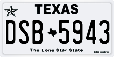 TX license plate DSB5943