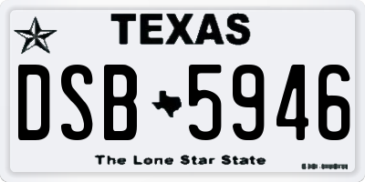 TX license plate DSB5946