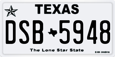 TX license plate DSB5948