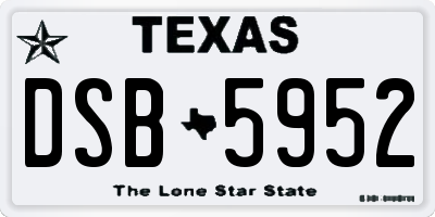 TX license plate DSB5952