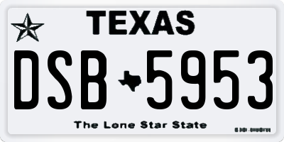 TX license plate DSB5953
